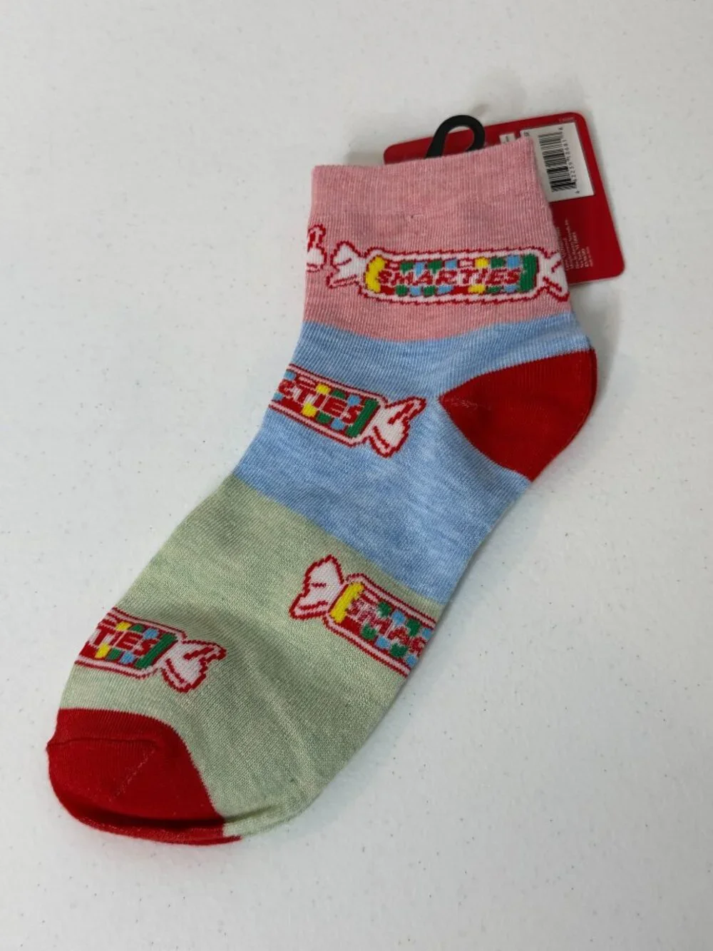Smarties Candy Quarter Crew Socks Pastel Novelty Graphic New